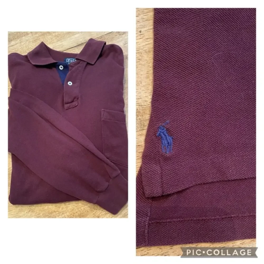 Polo by Ralph Lauren Men’s‎ Sm Maroon Pique Knit Long Sleeve Pullover W/ Pocket